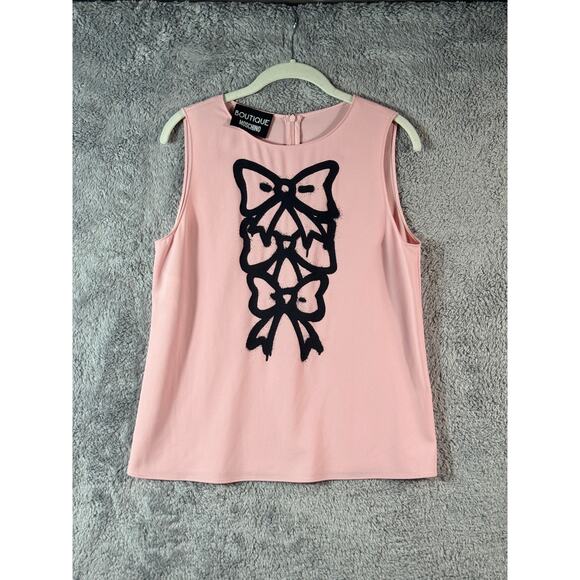 Moschino Boutique Pink Bow Polyester Blend Top Size 8 - Picture 1 of 8